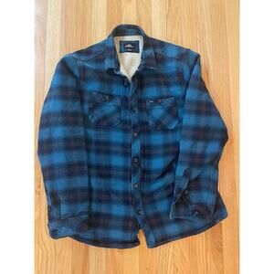 O'Neill Men's‎ Redmond Sherpa, Blue Navy Plaid, Fleece Flannel  Men's Large